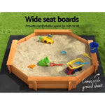 Keezi Kids Sandpit Wooden Round Sand Pit with Cover Bench Seat Beach Toys 182cm SAND-OCTA-177