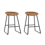 Artiss 2x Bar Stools Kitchen Dining Chairs Counter Stool PU Leather Metal Brown BA-TW-8320-BRX2