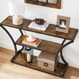 VASAGLE Console Table with Curved Frames with 2 Open Shelves Rustic Brown and Black V227-9101402108470