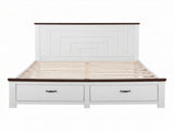 Artiss Double Wooden Bed Frame with 2 Drawer Platform Bed with 108cm Solid High Headboard White Bed WBED-F-RAWDO-D-WH-ABC