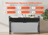 3 Section Laundry Sorter, Rolling Laundry Hamper with 2 Drawers, Hooks & Wheels, Rolling Basket V952-XYLEKJSMCTS1WJGUD001V0