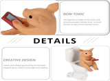 Cabilock Mini Resin Cute Pig Figurines Texting On Toilet Statue, Miniature Piggy Sculpture, Garden V1188-ZC-LHJ-32