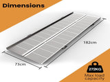 EQUIPMED 182cm Portable Folding Aluminium Access Ramp, 272kg Rated, for Wheelchair, Mobility V219-HELRMPEQ18SA