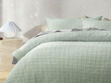 Accessorize Augusta Sage Crinkled Look Quilt Cover Set Double V442-HIN-QUILTCS-AUGUSTA-SAGE-DS