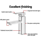 Cefito Bathroom Basin Mixer Tap Square Faucet Vanity Laundry Chrome TAP-A-81H57-SI