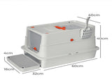 Pawz Stainless Steel Cats Litter Box Hooded High Enclosed Large Kitty Toilet PT1402-GY-AU