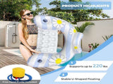 Daisy Inflatable Pool Floats 2-Pack Adults U-Shaped Lounge Chairs with Cup Holders, Portable V1107-DAISY INFLATABLE POOL FLOATS