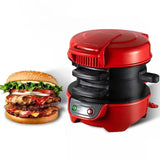 Electric Burger & Sandwich Maker for Home, Non-Stick Dual Heating Plates, Quick Breakfast Grill for V1341-ZY-M22LX289-RED