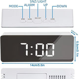 LED Mirror Desk Clock with Snooze Function & Temperature Digital Alarm Clock, Large LED V1106-ZMNZLED001