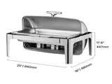 Roll Top Chafing Dish Buffet Complete Set, 9Qt Stainless Steel Chafer with Full Size Pan, Rectangle V952-ZFXQFGK1JTYSNU6QFV0