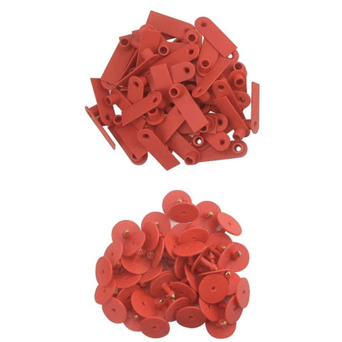 100x Cattle Ear Tags Set - 5x2cm Mini Red Blank Cow Pig Sheep Livestock Label V238-SUPDZ-39973732024400