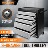 HORUSDY 5 Drawer Tool Box Trolley Cabinet Storage Cart Garage Organiser Lockable V465-86191