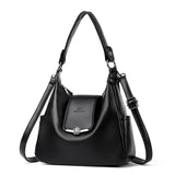 Leather Hobo Bag Shoulder Bag For Women High-Quality Leather Bag Travel Handbag - Black - Size L V1347-127-58092-BLK-L