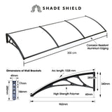 SHADE SHIELD 3x1m Aluminium Exterior Awning, Black DIY External UV Rain Protection Clear V219-OAWFIXSS31CA