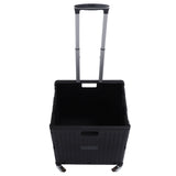 Collapsible Utility Rolling Crate Swivel Casters PP Strong with Telescopic Handle Lid Storage V1294-YM0901-3117230195711