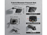 Tub and Shower Faucet Set, Complete with 130 mm Rainfall Shower Head and Bathtub Spout, 5-Setting V952-YGHLLTZHHWHWFHFKJ001V0