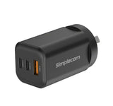 Simplecom CU365 3-Port PD 65W GaN Wall Charger Dual USB-C USB-A for Phone Laptop V1202-V2-MPSI-CU365