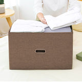 SOGA 2X Coffee Large Foldable Canvas Storage Box Cube Clothes Basket Organiser Home Decorative Box SBOX011X2