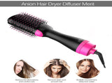 2-in-1 Black-Purple Negative Ion Hot Air Styler Brush - 7-Level Temp & 3-Gear Speed, Fast Drying V888-ELOSUNG42066