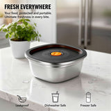 4 Sets Stainless Steel Salad Bowls with Lids, 2000ml / 67.64 fl oz Food Storage Containers with V1369-AZ3-W-08865