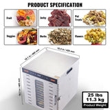 VEVOR 10 Trays Food Dehydrator Machine Stainless Steel 1000W Jerky Fruit Drying V952-SP1005481000WM6IMV3