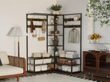 Xxl Corner Coat Stand Widen Depth Bench Shoe Rack Storage Shelves 10 Dual Hooks V767-JJ-ZY1368