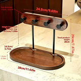 Natural Wood Mushroom Peg Entryway Organizer Wide Tray with Rust-Proof Hooks, Keys & Small Items V1232-ZMYSJ-001