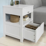 White Bedside Table with 2 Drawers V178-58533