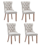 4x AADEN Modern Elegant Button-Tufted Upholstered Fabric with Studs Trim and Wooden legs Dining Side V226-SW6801BG-2