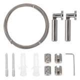 2-Pack 5M Stainless Steel Clothes Hanging Wire Curtain Rod Set for Drapes and Laundry V1369-AZ3-W-24687