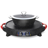 SOGA 2X 2 in 1 Electric Stone Coated Teppanyaki Grill Plate Steamboat Hotpot STEAMBOATR2ROUNDX2