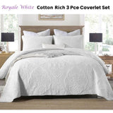 Cotton Rich Lightly Quilted Coverlet Set Royale White King V442-STT-COVERLET-ROYALE-WHITE-KI