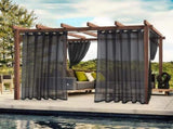 1 Pair Water Resistant Sheer Eyelet Curtains for Outdoor, 132x241 cm, Black V1188-MS-325-0455