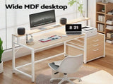 Artiss Computer Desk Home Office Study Table Desks w/Drawers Open Shelf Oak 160CM FUR-U-CD-MET160-OA-AB