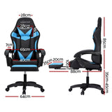 Artiss 6 Point Massage Gaming Office Chair 7 LED Footrest Cyan Blue MOC-GC-6P-LED-BK-CY