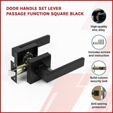 Door Handle Set Lever Passage Function Square Black V63-837391