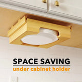 10-inch Paper Plate Dispenser, Under Cabinet Bamboo Plates Holder, Kitchen Counter Vertical Plate V1366-AZ2-W-05030