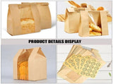 1Set Multi Function Paper Bread Bags with Window and Stickers for Bread and Cookie Packaging V1192-AZ-W-22435