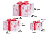 Set of 3 Christmas Lighted Gift Boxes Decorations Transparent Lighted Boxes with Red Bows Christmas V1294-YM0717-10353430
