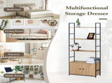 CARLA HOME Bookcase with Cabinet - 4 - Shelf Storage - Oak - Brown - Storage Cabinet V178-36416