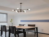 Modern Sputnik Chandelier, 8 Light, Black V178-37411