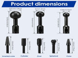 Sphere Rotary Burr Set, Powerful Cutting and Efficient Curved Processing, for Angle Grinder Drill V1369-AZ3-W-12088