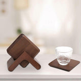 6pcs Wooden Drink Coasters with Holder for Kitchen Cafe V1263-JX-5429