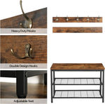 Industrial Design Entryway Shoe Rack with Coat Hooks Organizer V178-81689