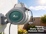 Green Fingers 30m Retractable Water Hose Reel, Wall Mounted Garden Hose 9-Pattern Nozzle HR-WA-AUTO-QU-30M
