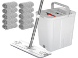 Flat D Set Mop and Bucket Wringer Set with Stainless-Steel Handle 10 Washable and Reusable V985-MOPANDBUCKETSET