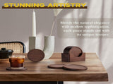 Wood Drink Coasters with Holder, 6 Pieces Wooden Coasters Cup Coaster Set for Bar Kitchen Home V1366-AZ2-W-07681