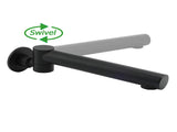Matt Black Round Basin Wall Mounted Spout Faucet Outlet 180&deg Swivel Tap Watermark V1233-SP603BL