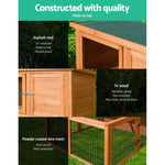 i.Pet Chicken Coop Rabbit Hutch 96cm x 96cm x 100cm Large Chicken Coop Run Wooden Cage Outdoor House PET-GT-WOOD-R8002-S