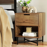 Artiss Bedside Table Drawers Side Table Shelf Storage Nightstand Rust Oak KRAVU DRESS-D-BS-1D1S-WD